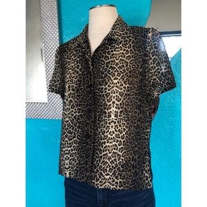 Animal Print Button-down Top